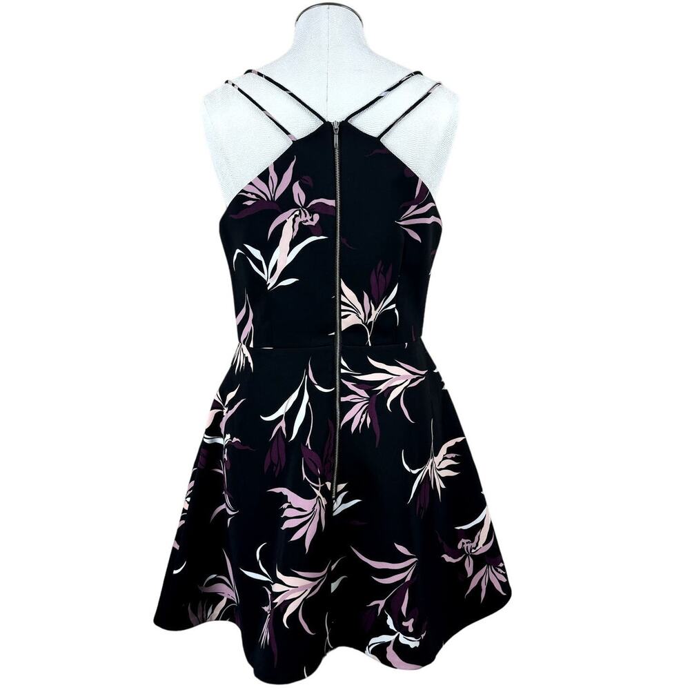 Women's Keepsake Black Pink Mini Bird of Paradise Fit & Flare Short Dress Large - Picture 4 of 10